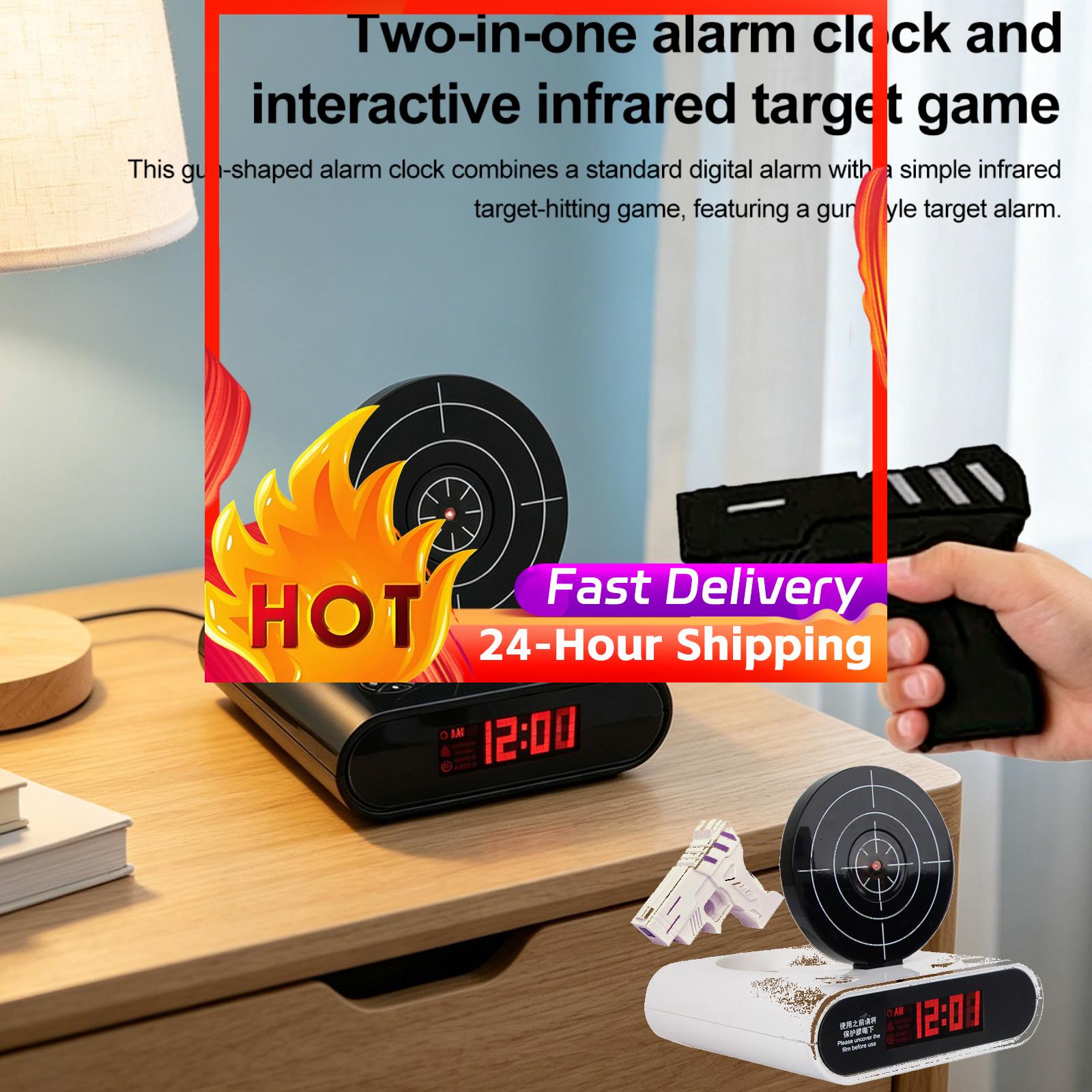 Modern Electronics Gadgets - 電子デスククロック クリエイティブLEDデジタル目覚まし時計 ガジェット ターゲットレーザーシューティング 子供用目覚まし時計 テーブル目覚ましギフト