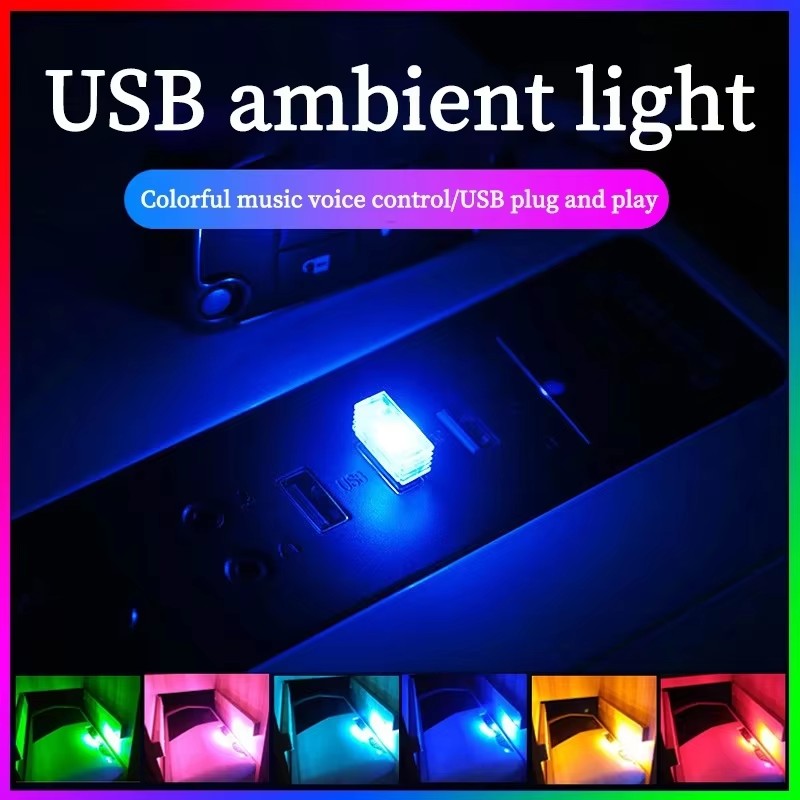 Electronics Gadgets And Accessories - 1/4個 ミニUSB LEDカーライト 車内雰囲気照明 緊急照明 カラフル装飾ランプ
