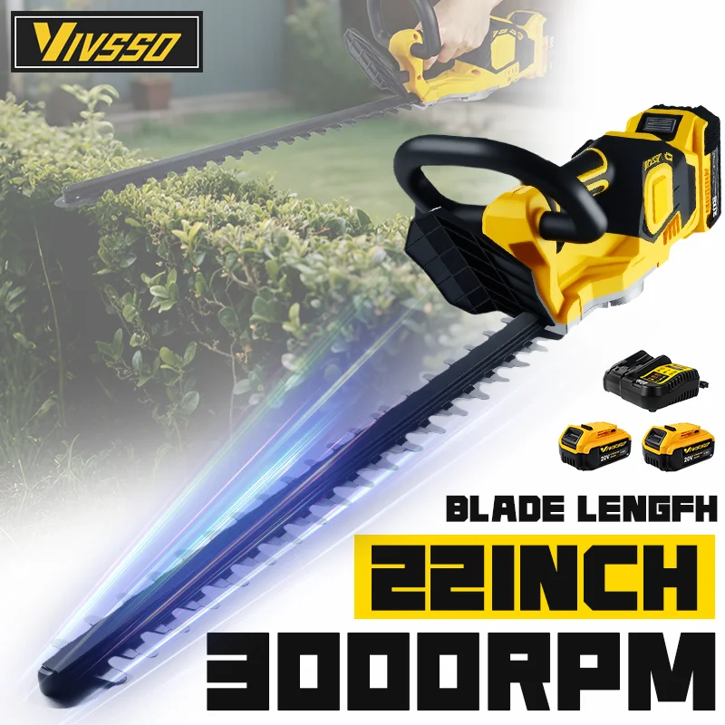 Electro Gadgets - VIVSSO コードレス電動ヘッジトリマー芝刈り機家庭用低木除草剪定機ガーデンツール デウォルト20vバッテリーピン対応