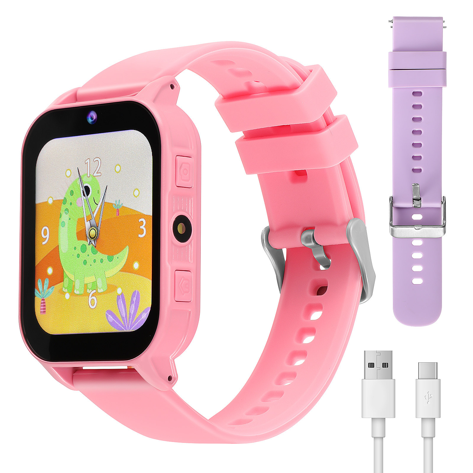 Smart Watch Kids - 子供用ゲーム付きデジタルスマートウォッチ 軽量で快適 スポーツ用 ストップウォッチ 電卓 ピンク