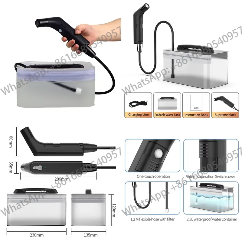 Electric Gadget - 浴室用ガジェット ウォータージェットスプレー ムスリムシャワー 電動ポータブルビデ噴霧器 2.3L水タンク付き トイレ＆屋外用