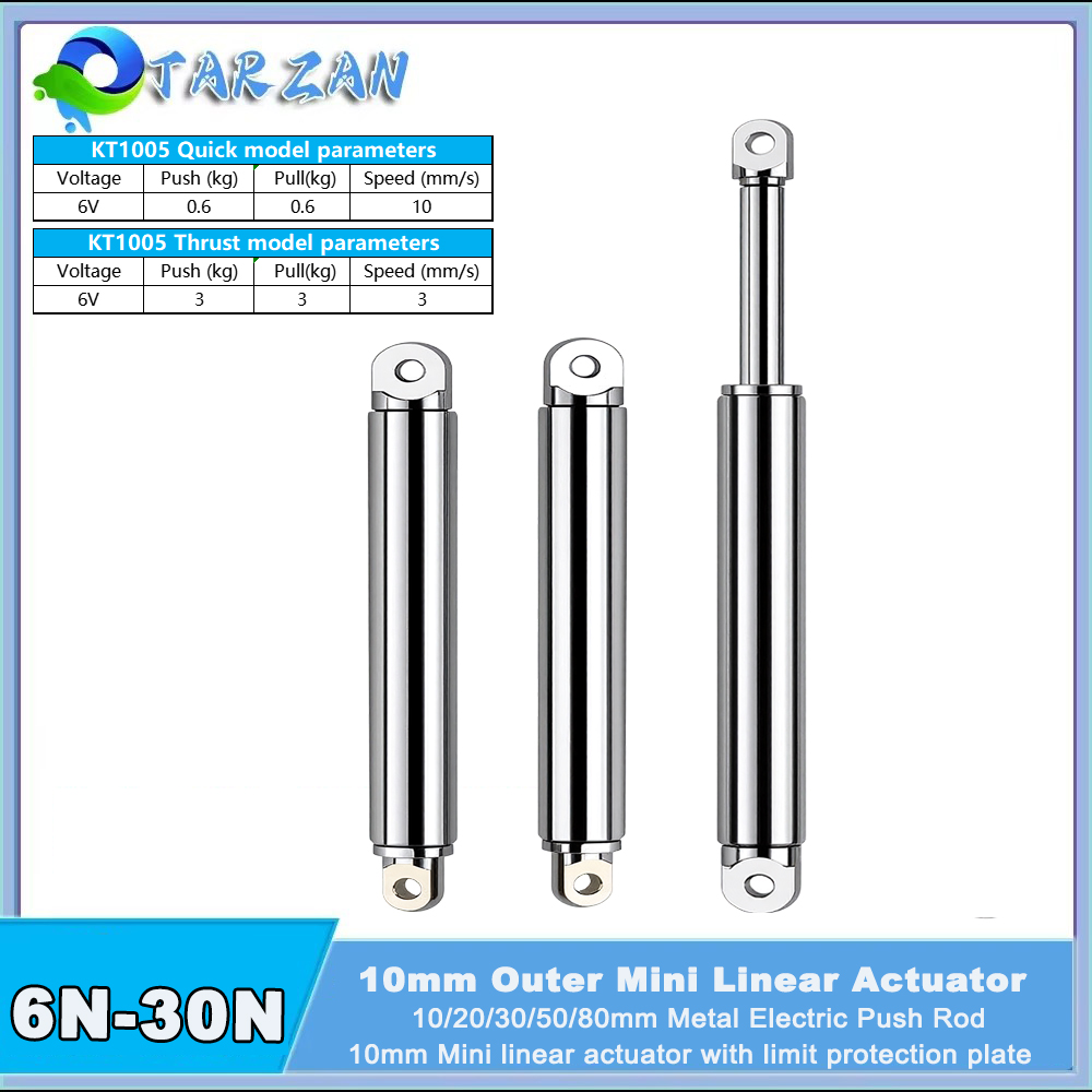 Electro Gadgets - 10mmリニアアクチュエータ格納式ペンタイプ10/20/30mm金属電動プッシュロッド6V最大荷重3kg RCトラック、車、ボート、おもちゃ用
