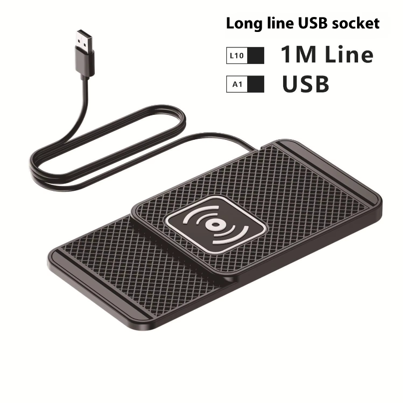 Wireless Phone Charger Pad - 車載ワイヤレス充電器 シリコン製滑り止めパッド iPhone Samsung Xiaomi対応 車載スマホ急速誘導充電パッド