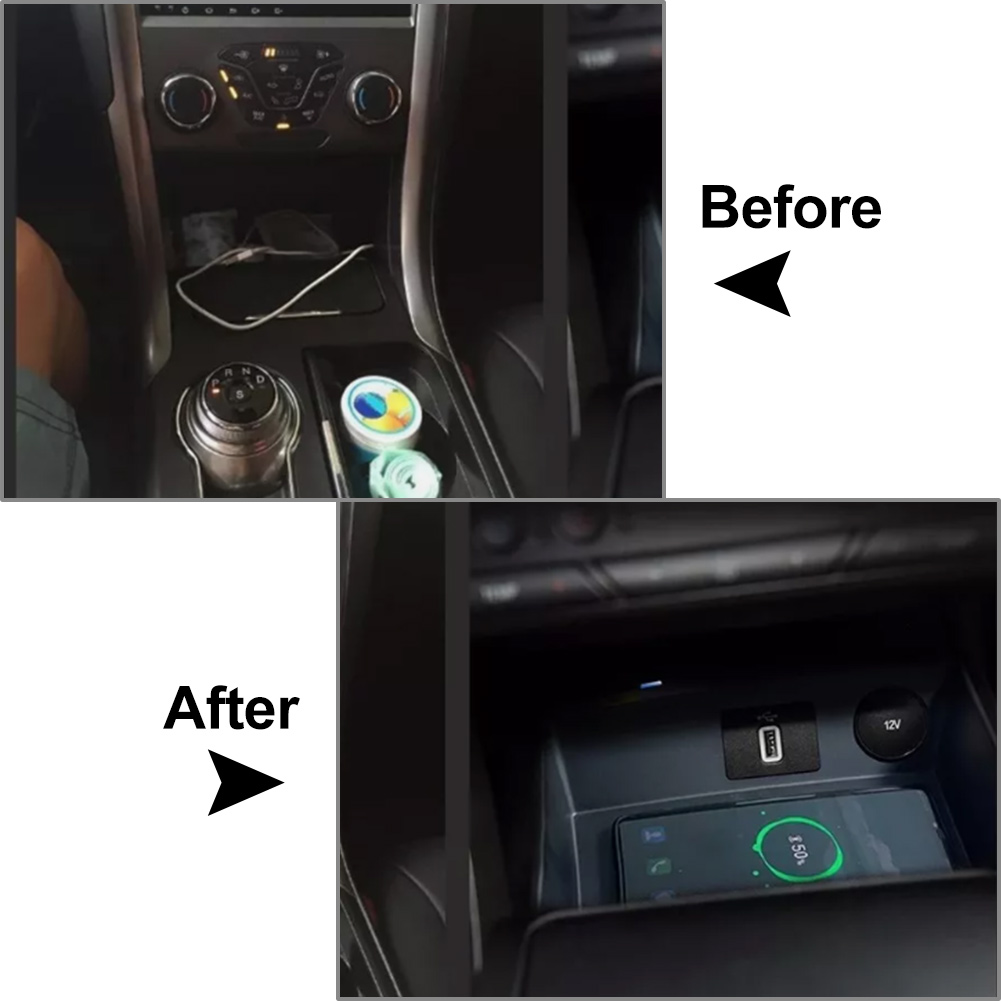 車のワイヤレス充電器電話充電パッドフォードモンデオ 2015 - Wireless Phone Charger Pad のレビューと価格