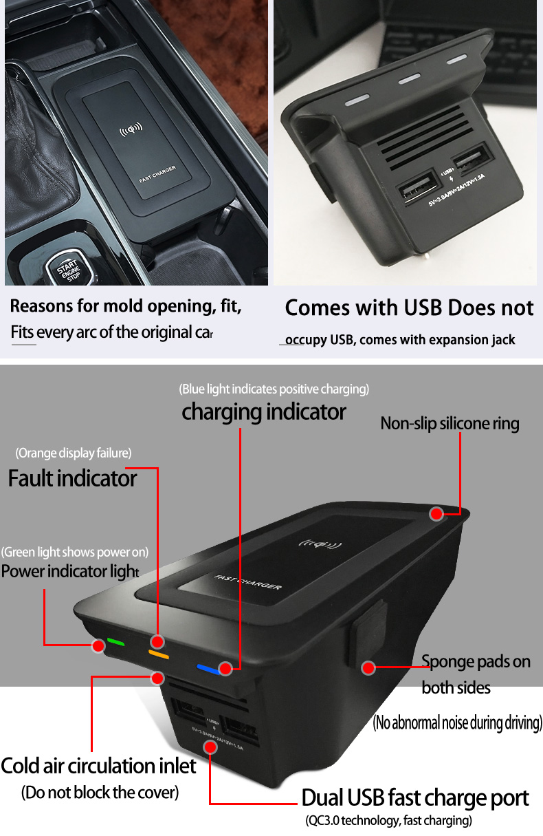 Volvo,xc90,s60,xc90,s90,v90,xc - Wireless Phone Charger Pad のレビューと価格
