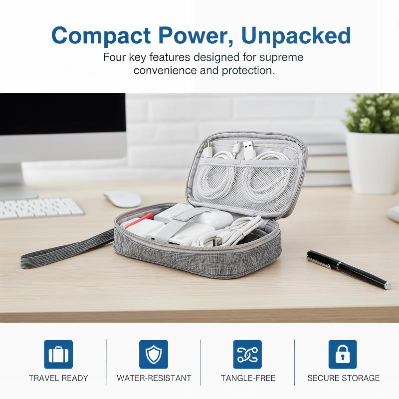 二層式ケーブル収納バッグ 電子機器オーガナイザー USB充電 - Electronics Gadgets And Accessories のレビューと価格