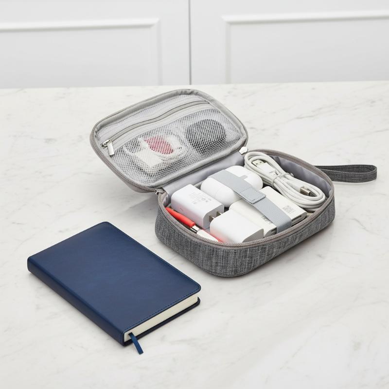 二層式ケーブル収納バッグ 電子機器オーガナイザー USB充電 - Electronics Gadgets And Accessories のレビューと価格
