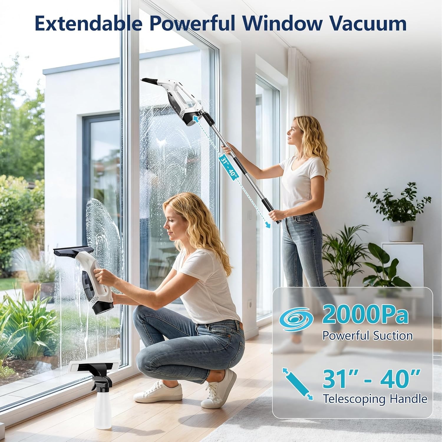 2000Pa ハンドヘルド窓掃除機コードレス電動ガラスクリー - Electro Gadgets のレビューと価格