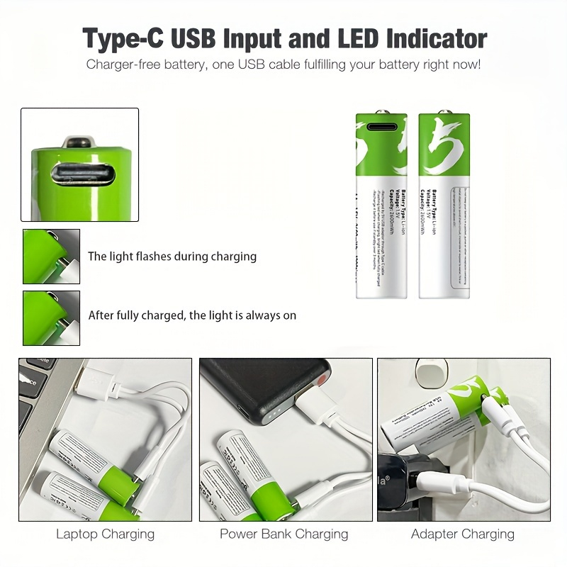1.5V AA 2600mWh USB充電式リチウムイオン電 - Modern Electronics Gadgets のレビューと価格
