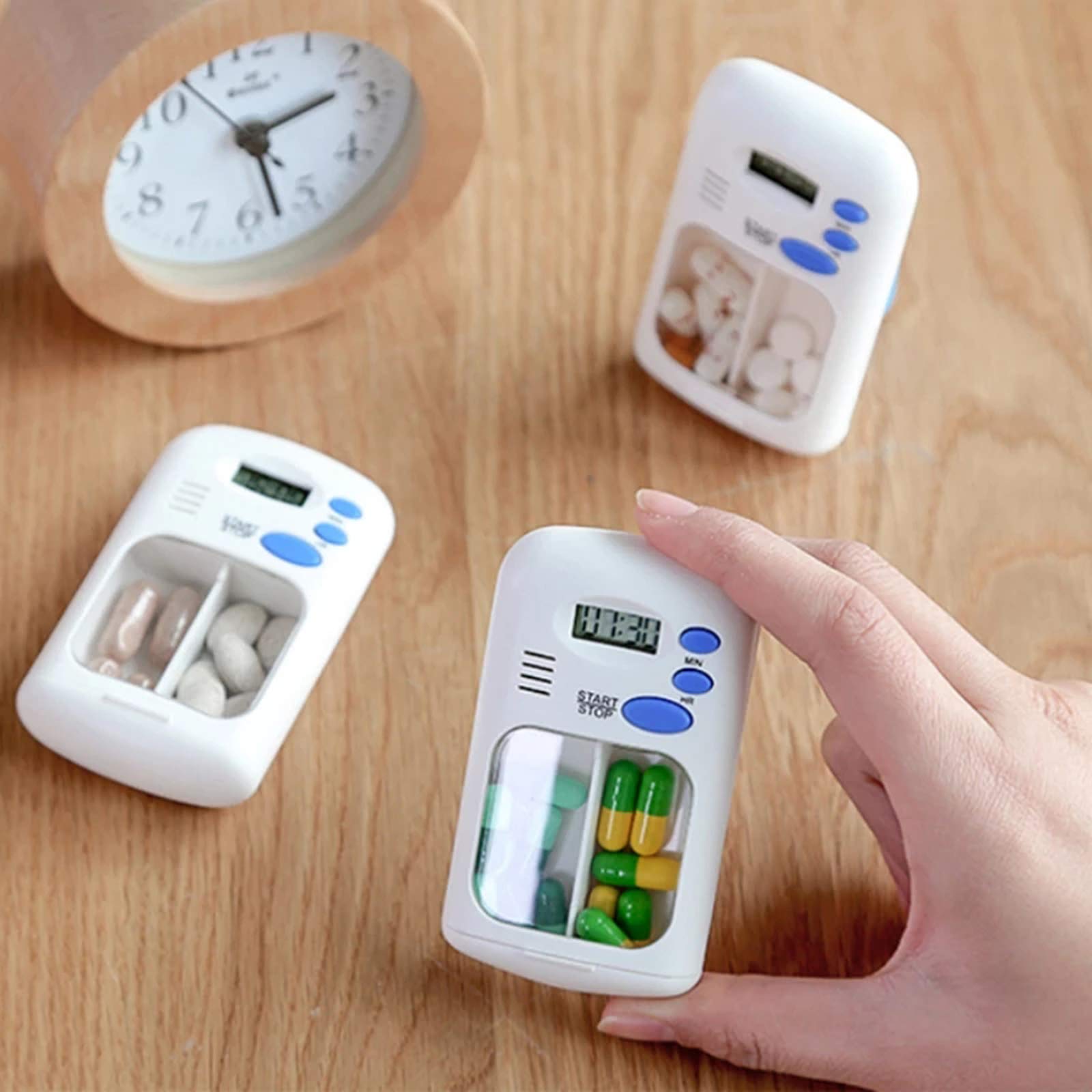 ミニポータブル電子スマート薬箱、透明な2層式ピルケース、タイ - Electronics & Gadgets Starting With C のレビューと価格